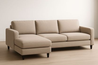 Sofá Seccional 3 Plazas Algodón Beige Madera Haya 250x90x85 cm-Vitaaurorabelle