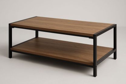 Mesa de Centro Rectangular de Madera Marrón/Negro Dos Niveles 120x60x45 cm-Vitaaurorabelle