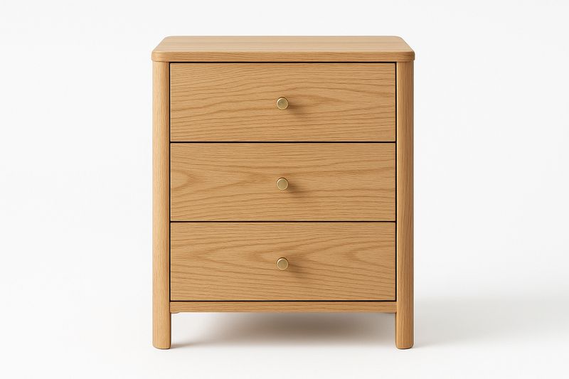 Mesita de Noche Madera de Roble 3 Cajones 60 cm Alto-Vitaaurorabelle