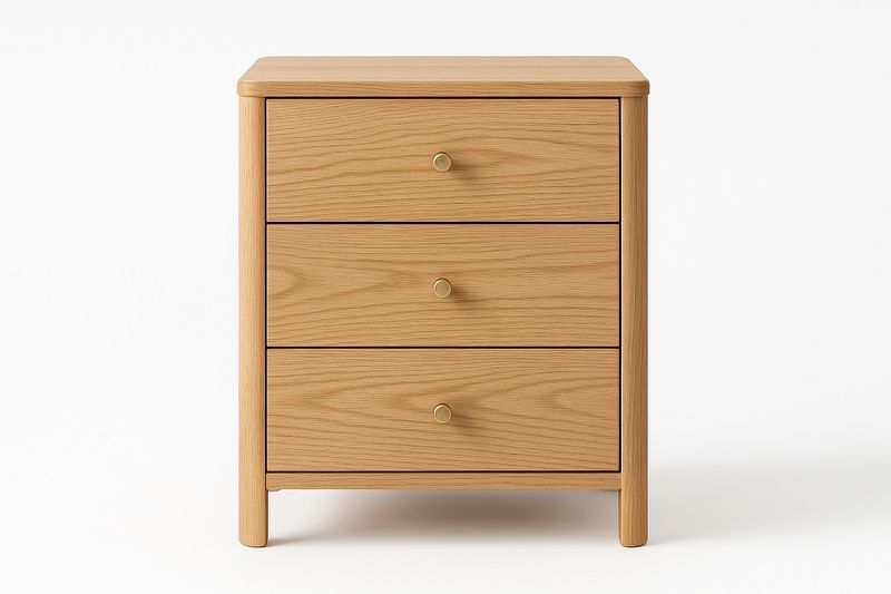 Mesita de Noche Madera de Roble 3 Cajones 60 cm Alto-Vitaaurorabelle