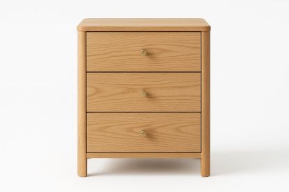 Mesita de Noche Madera de Roble 3 Cajones 60 cm Alto-Vitaaurorabelle