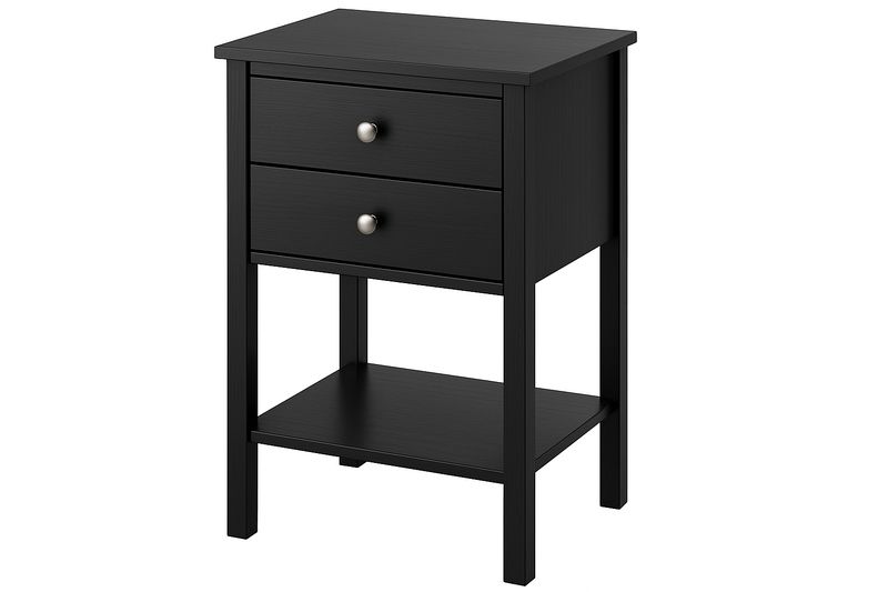 Mesita de Noche de Madera Negra con 2 Cajones-Vitaaurorabelle