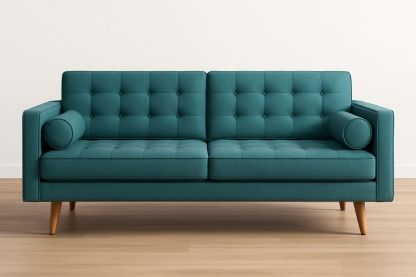 Sofá de Tela 3 Plazas Rectangular 220x85x80 cm Turquesa Madera-Vitaaurorabelle