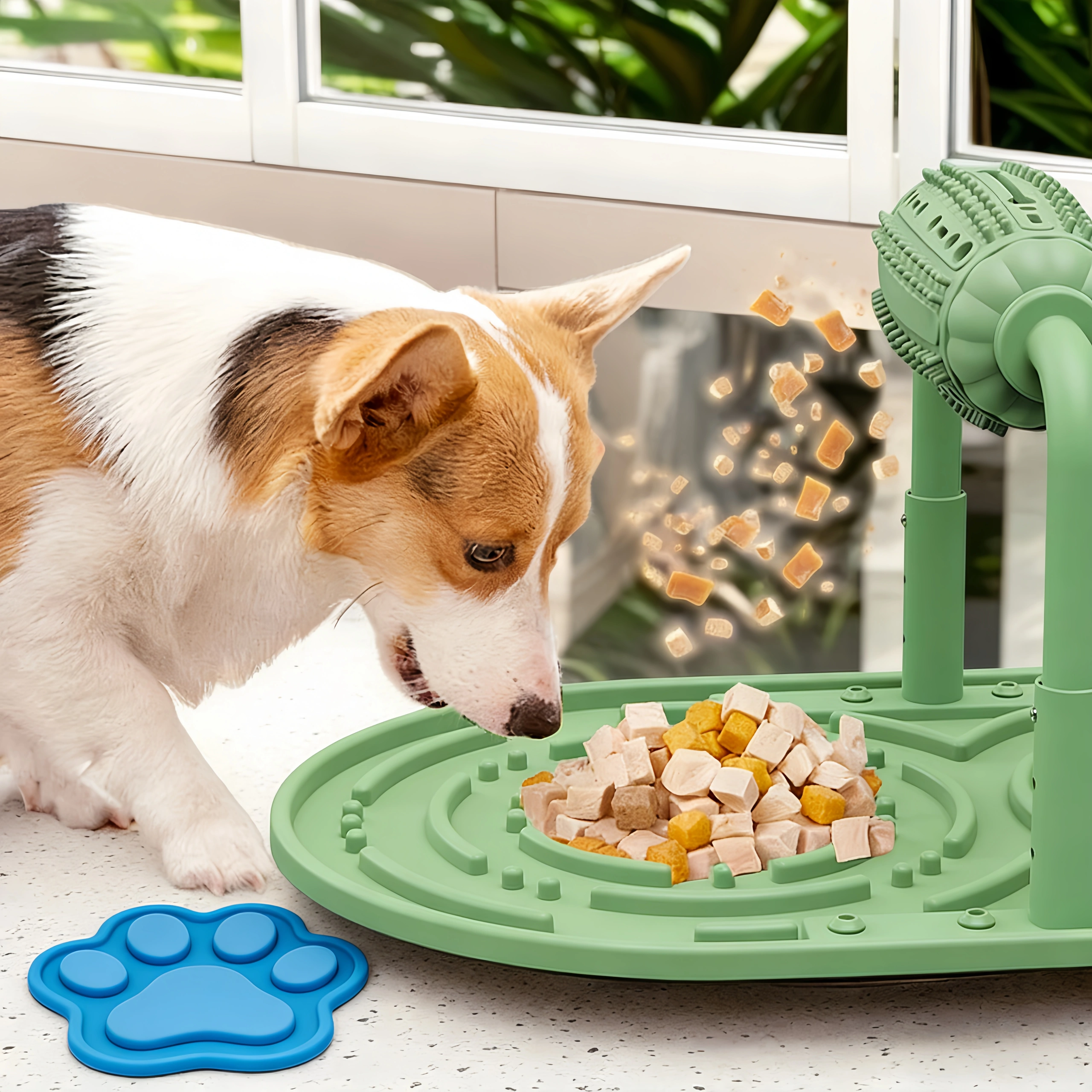 Prof-Vet Gioco Interattivo Dispenser di Cibo Lento per Cani (Tappetino e Rullo) con Altezza Regolabile