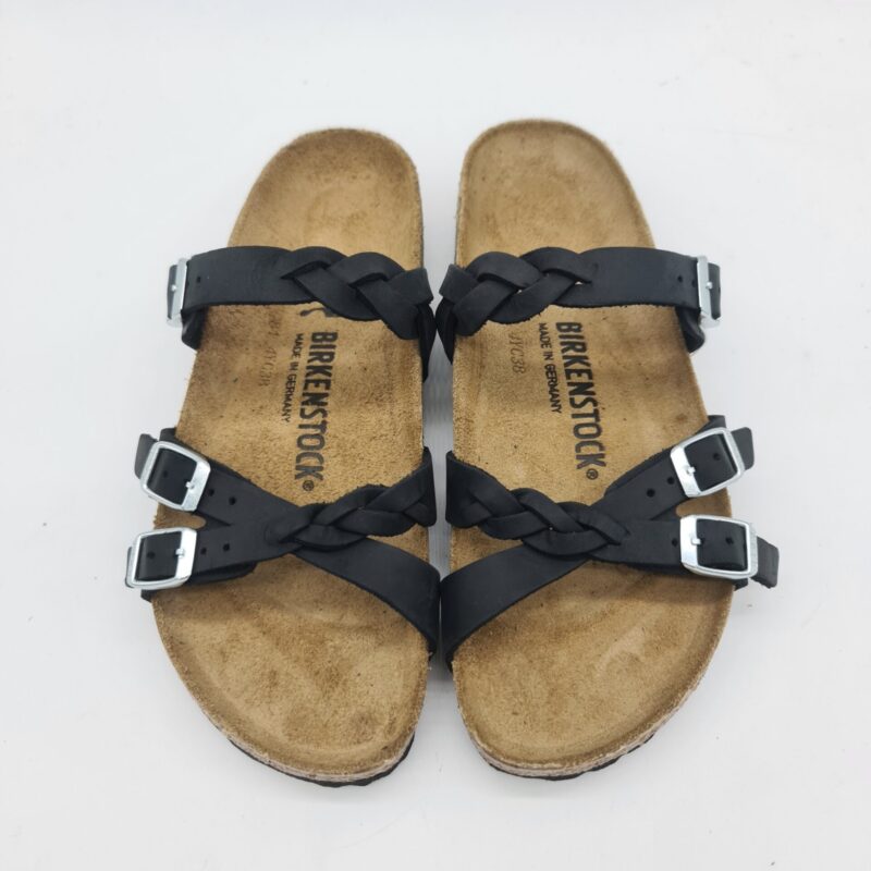 Birkenstock Franca Braided nera ciabatta donna in nabuk con treccine