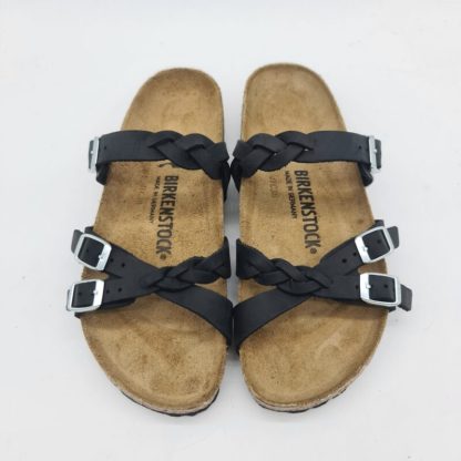 Birkenstock Franca Braided nera ciabatta donna in nabuk con treccine