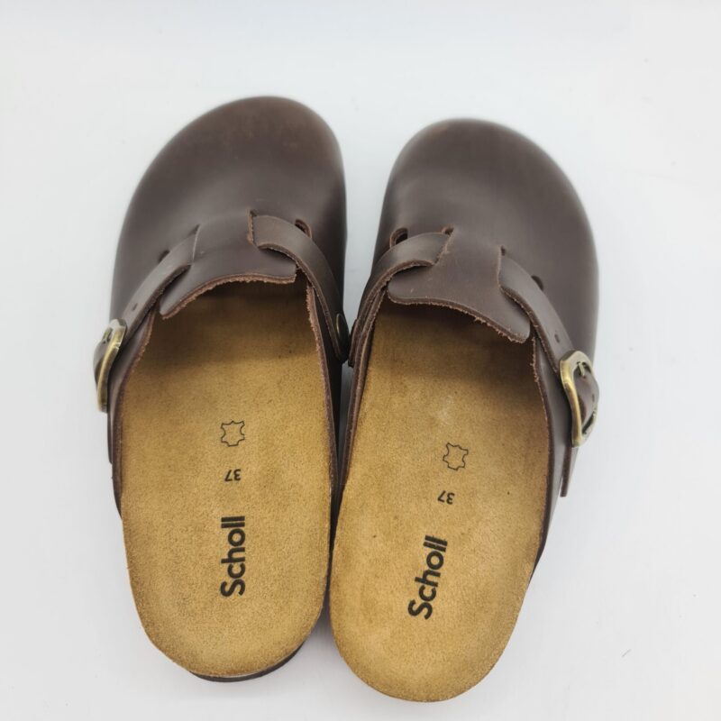Scholl sabot donna pelle testa di moro