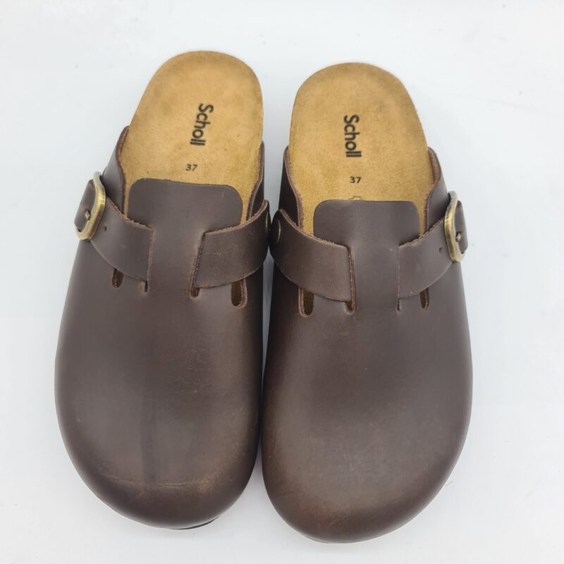 Scholl sabot donna pelle testa di moro