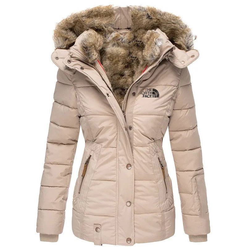 2024 The Nokdjrth Face-Cappotti da donna invernali con cerniera e cappuccio in pelliccia sintetica all'interno giacche in piumino