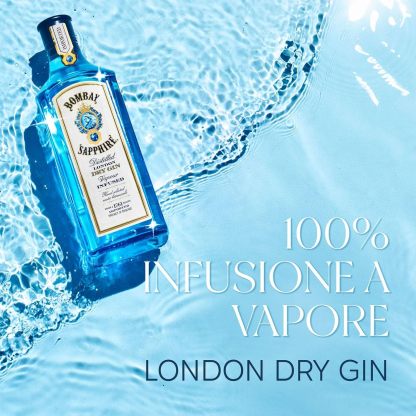 Bombay Sapphire London Dry Gin, 40% Vol., 100cl / 1L, 100% Steam Infused Gin with 10 Carefully Selected Botanical