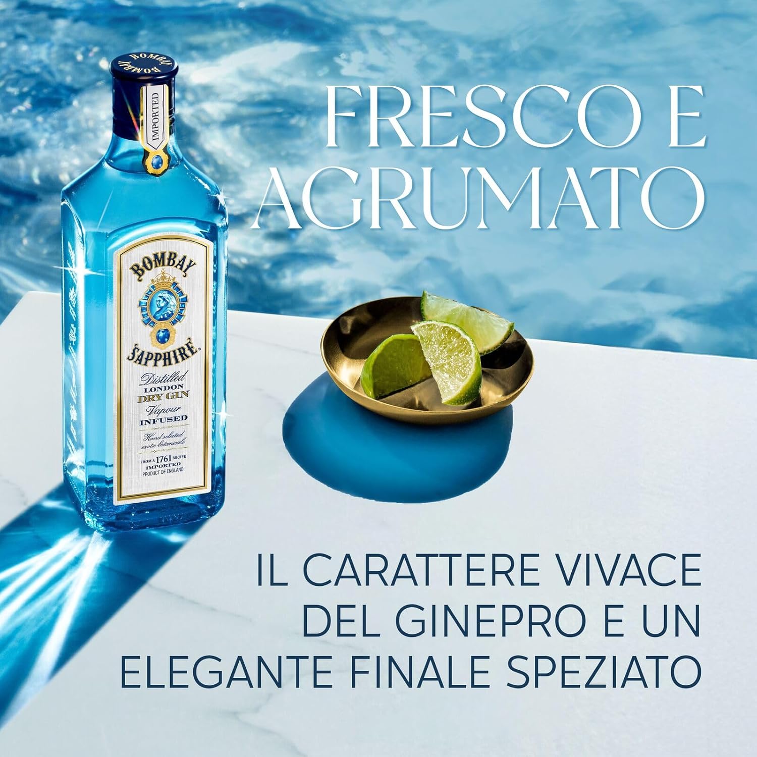 Bombay Sapphire London Dry Gin, 40% Vol., 100cl / 1L, 100% Steam Infused Gin with 10 Carefully Selected Botanical