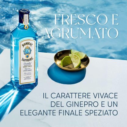 Bombay Sapphire London Dry Gin, 40% Vol., 100cl / 1L, 100% Steam Infused Gin with 10 Carefully Selected Botanical