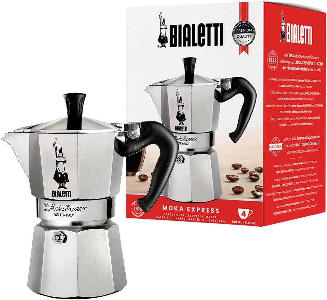 Bialetti Moka Express Coffee Maker, 18 Cups, Anti-Scald Handle, Not Suitable for Induction, 18 Cups (800 ml), Aluminium