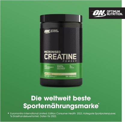 Optimum Nutrition Micronised Creatine Monohydrate Powder, 100% Pure Creatine - Supplement to Improve Strength and Muscle Performance, Pre and Post Workout, Aroma Free, 635g (186 Servings)