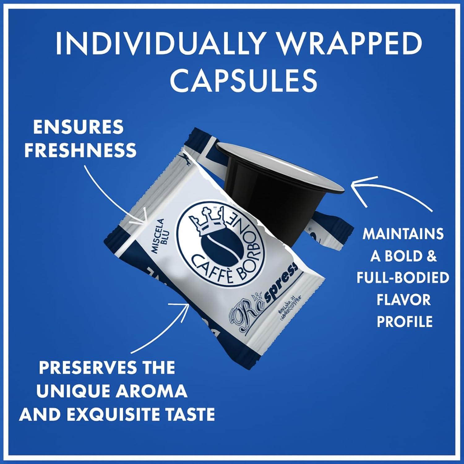 Caffè Borbone Respresso, Miscela Blu - 100 Capsule - Compatibili con le Macchine ad uso domestico Nespresso *