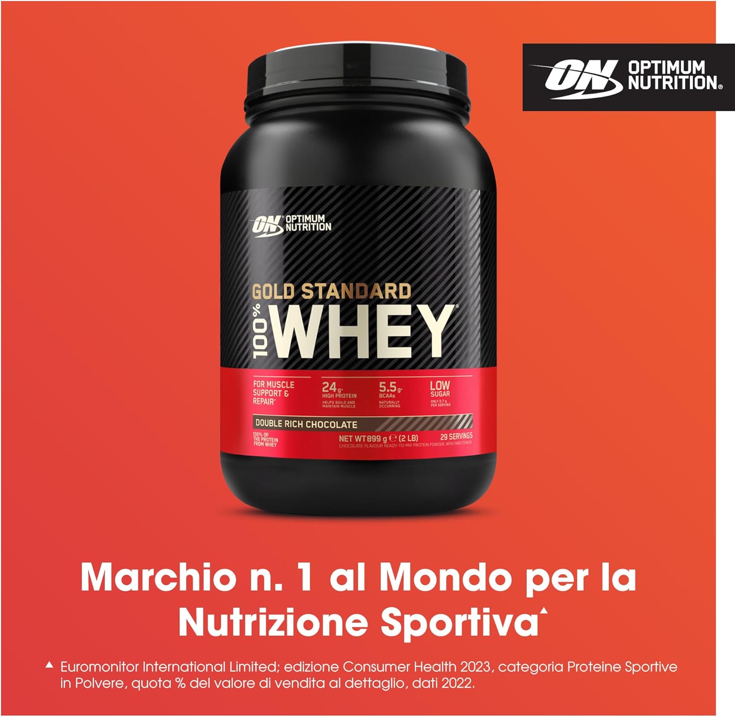 Optimum Nutrition Gold Standard 100% Whey, Protein Powder, Double Chocolate Flavour, 900 g, 29 Servings