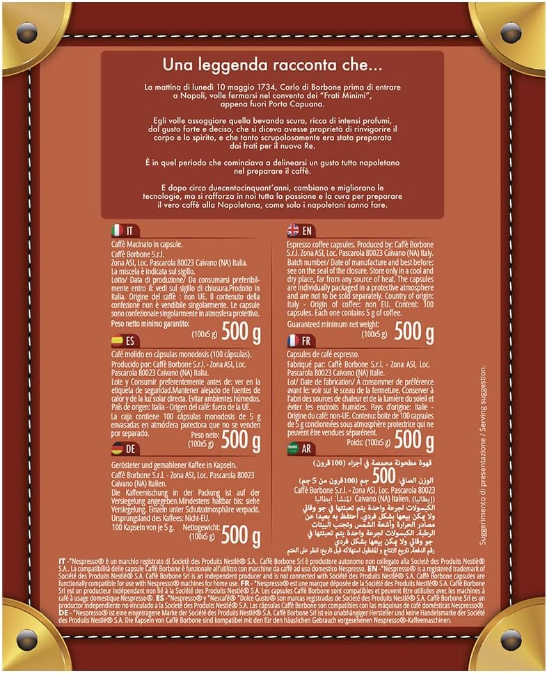 Caffè Borbone Respresso, Miscela Blu - 100 Capsule - Compatibili con le Macchine ad uso domestico Nespresso *