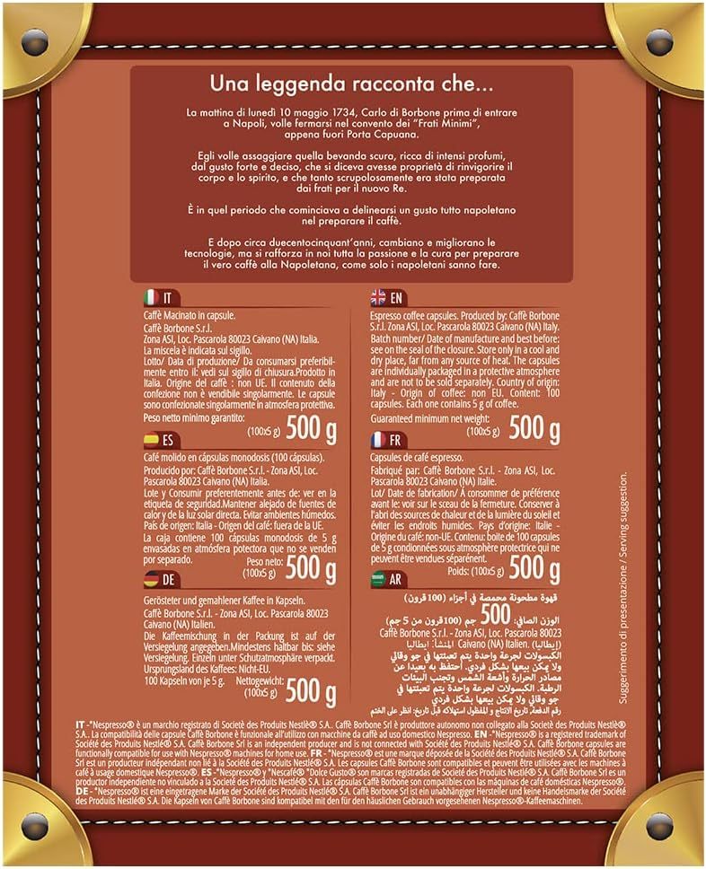 Caffè Borbone Respresso, Miscela Blu - 100 Capsule - Compatibili con le Macchine ad uso domestico Nespresso *