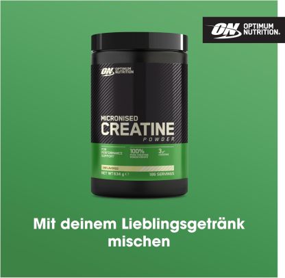 Optimum Nutrition Micronised Creatine Monohydrate Powder, 100% Pure Creatine - Supplement to Improve Strength and Muscle Performance, Pre and Post Workout, Aroma Free, 635g (186 Servings)