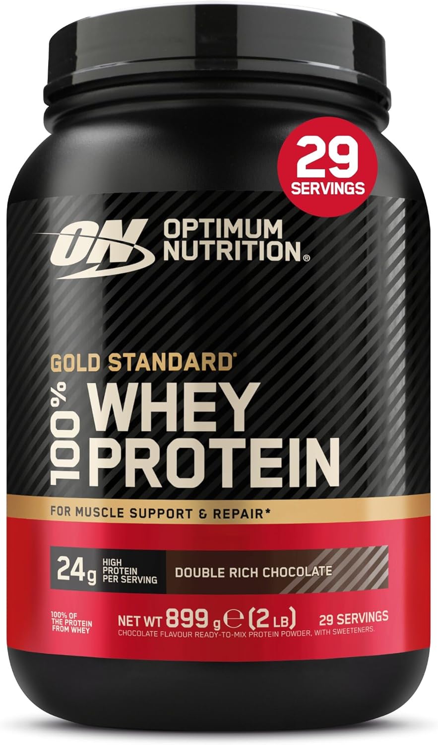 Optimum Nutrition Gold Standard 100% Whey, Protein Powder, Double Chocolate Flavour, 900 g, 29 Servings