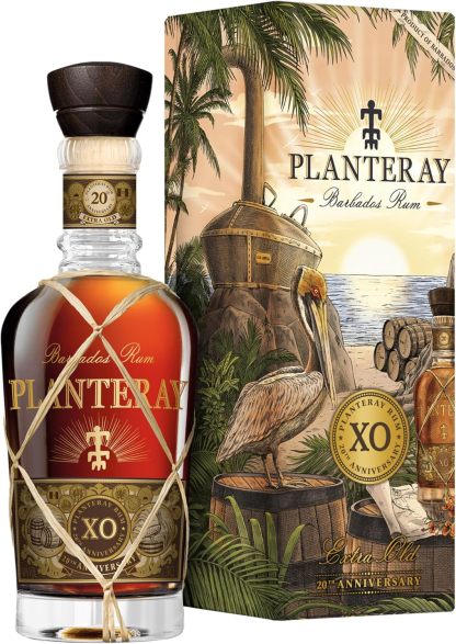 Planteray Rum Xo 20th Anniversary, 700 ml, Handcrafted and with Floral Notes, the Most Awarded of Barbados, Aged 20 Years Between the Caribbean and France, 40% Vol.