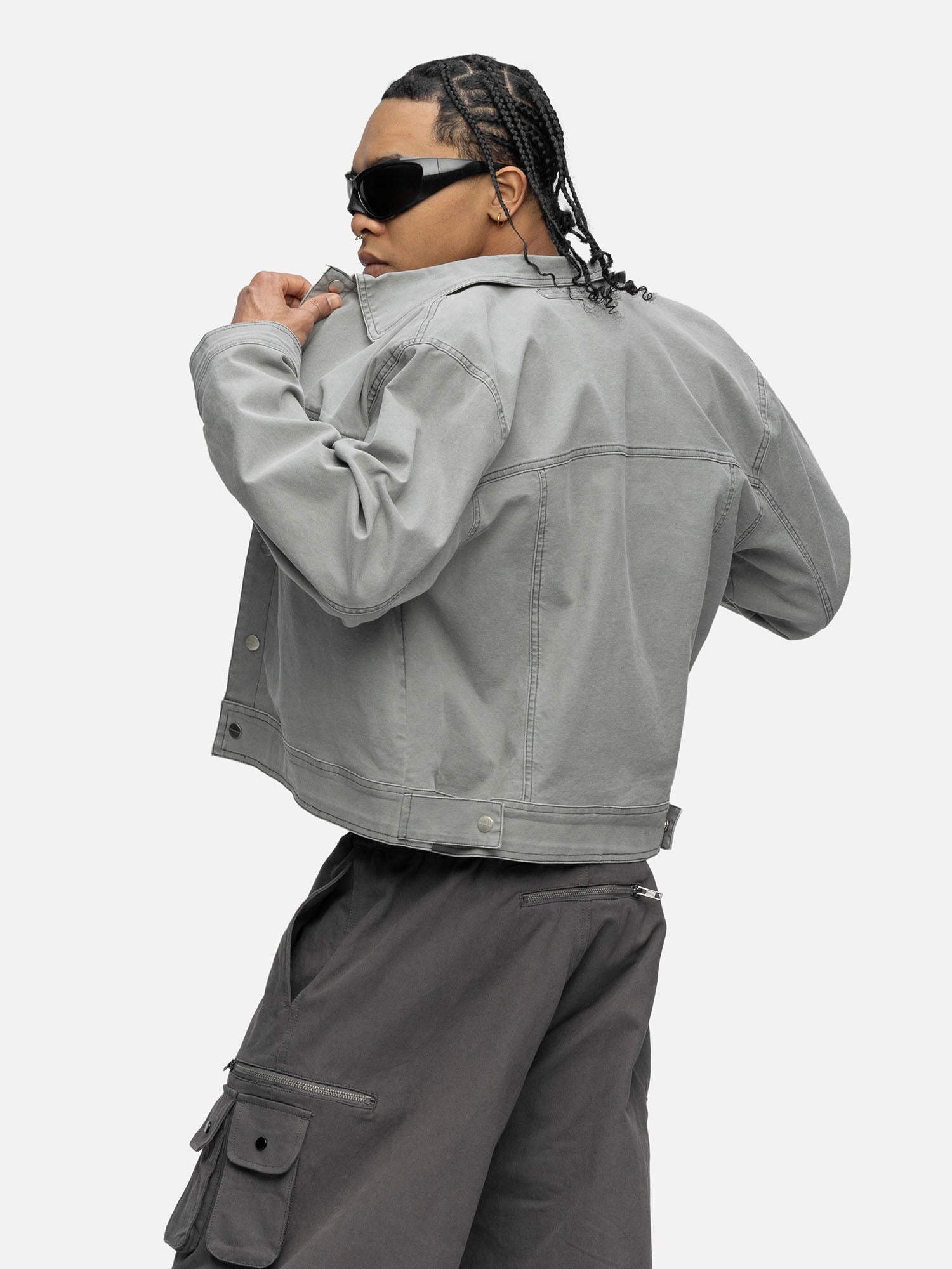 LINED CANVAS JACKET WASHED GREY