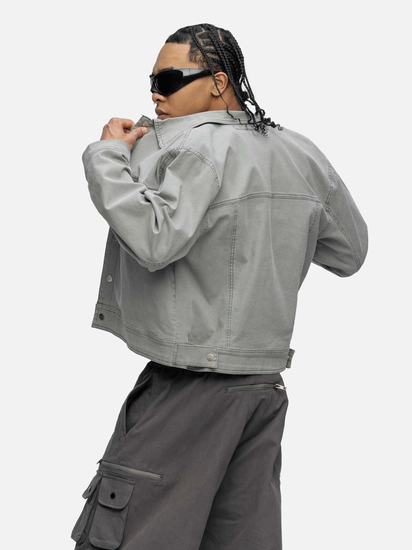 LINED CANVAS JACKET WASHED GREY