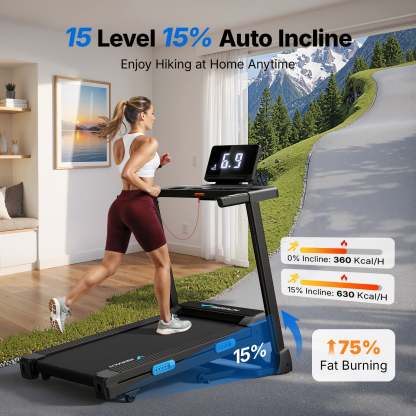 T12 Foldable Treadmill with 15% Auto Incline