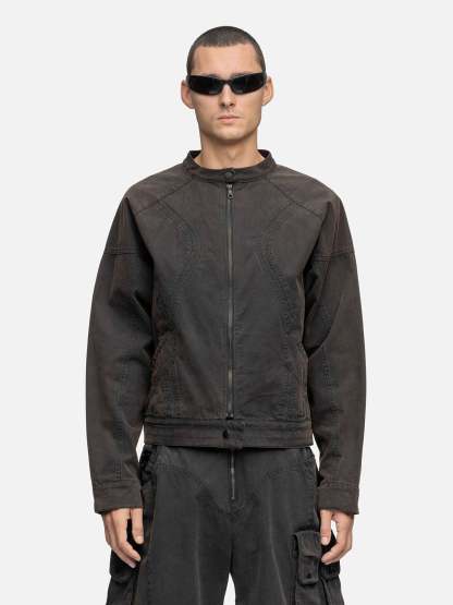 CANVAS BIKER JACKET RUST