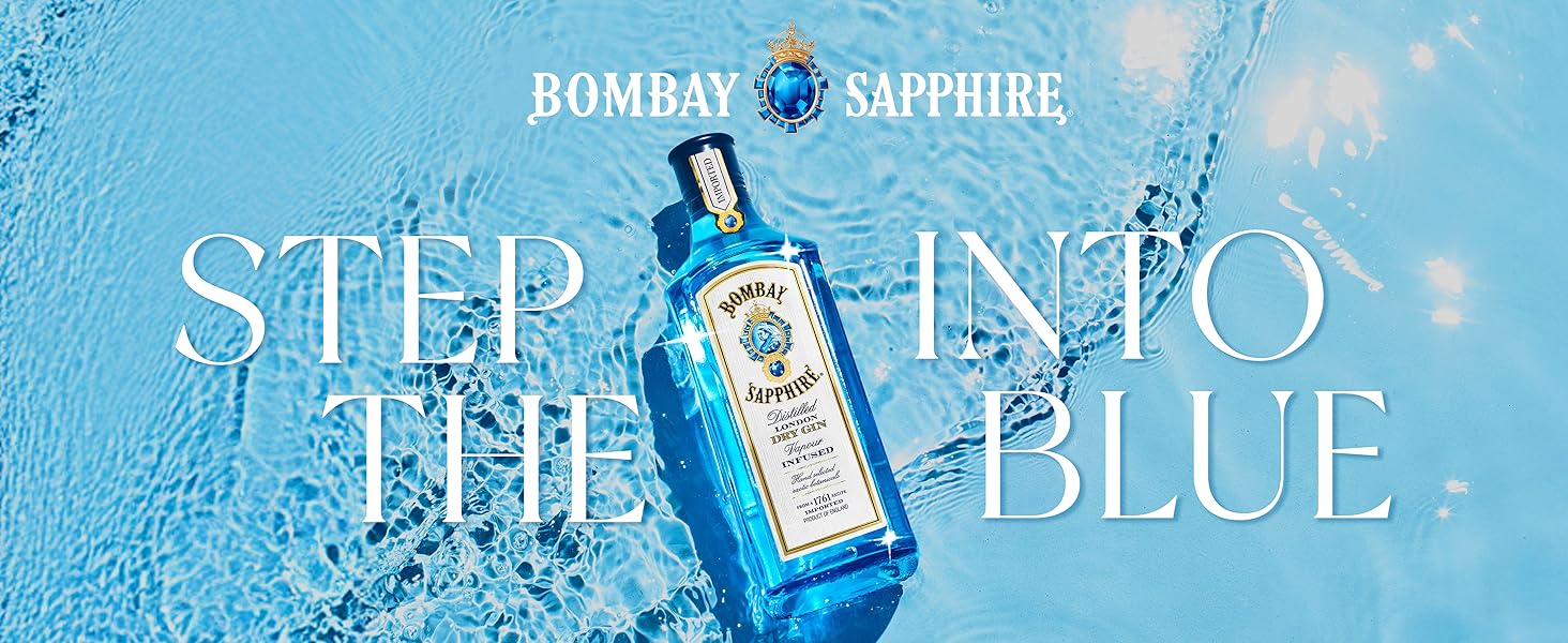 Il testo recita «STEP INTO THE BLUE» e sembra far parte di un banner pubblicitario colorato di blu o di un'immagine della campagna.