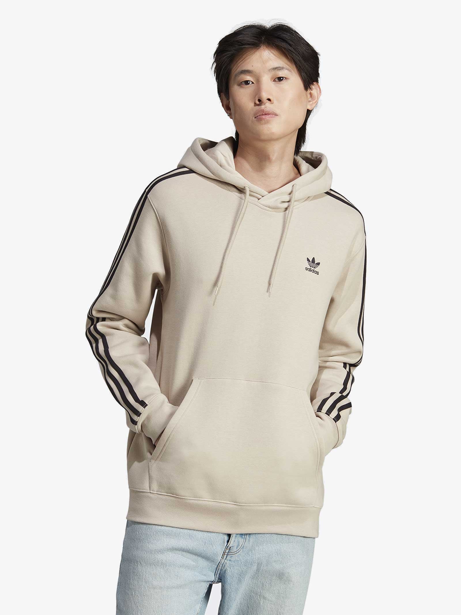 Herren-Hoodie „3-Stripes Crew Adicolor Classics“ IL2490, beige, aus Baumwolle