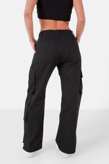 Straight cargo pants Black