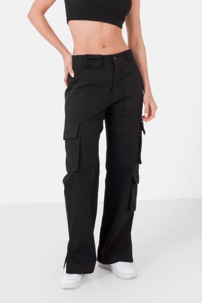 Straight cargo pants Black