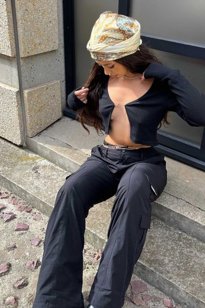 Fluid lined cargo pants Black