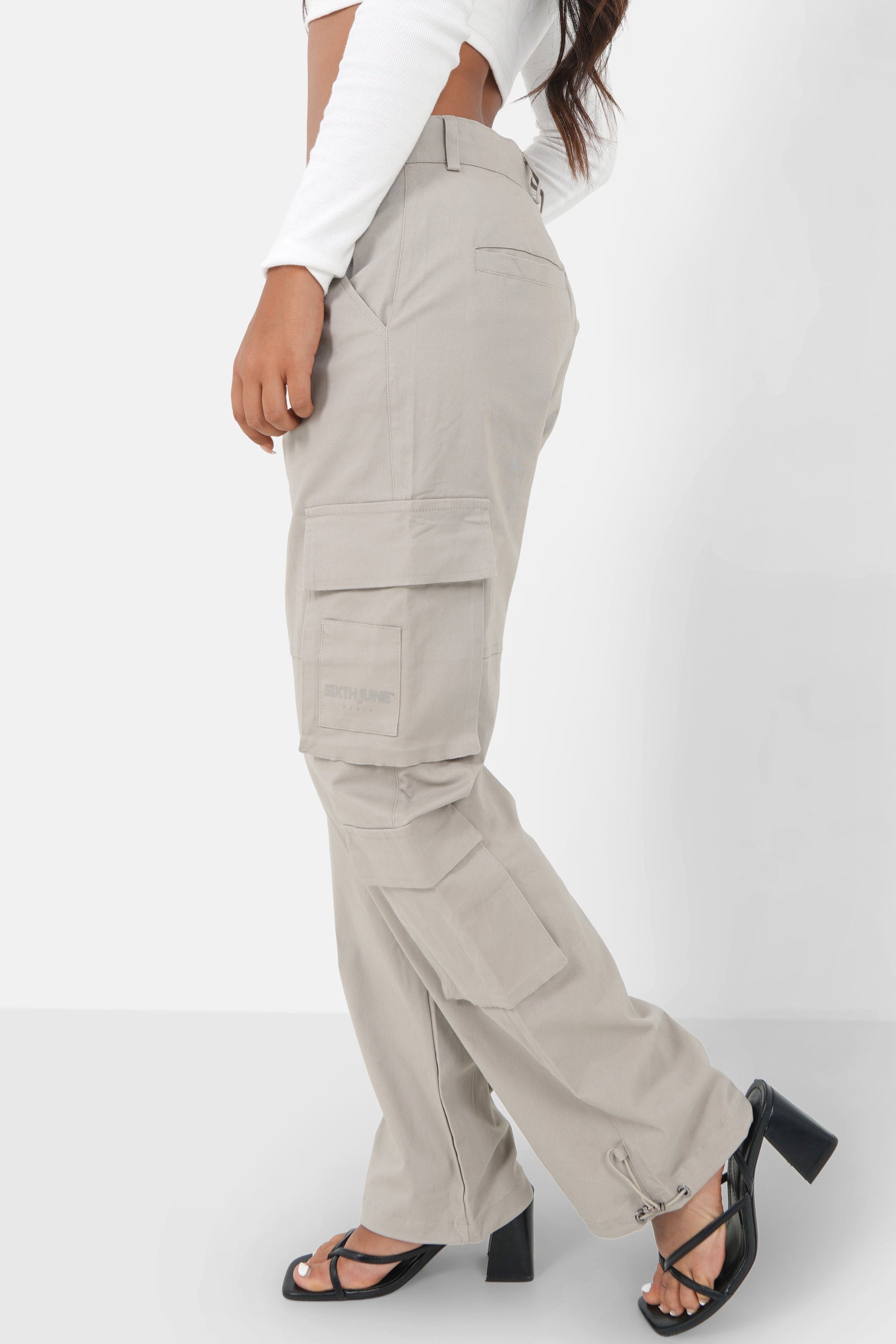 Reversible belt cargo pants light Grey