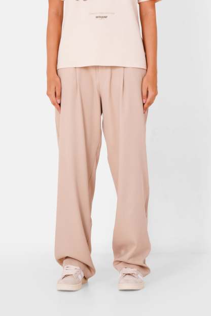 Beige reversible belted waist pants