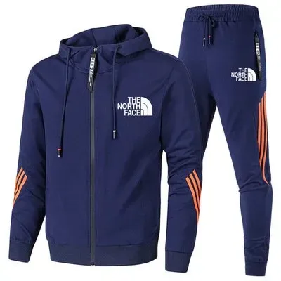 The Nothtth Face-Felpa con cappuccio e zip alla moda da uomo, pantaloni sportivi alla moda