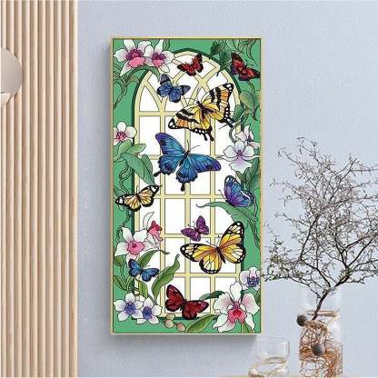 Butterfly Window - Full Round Diamond Painting - 30x55cm