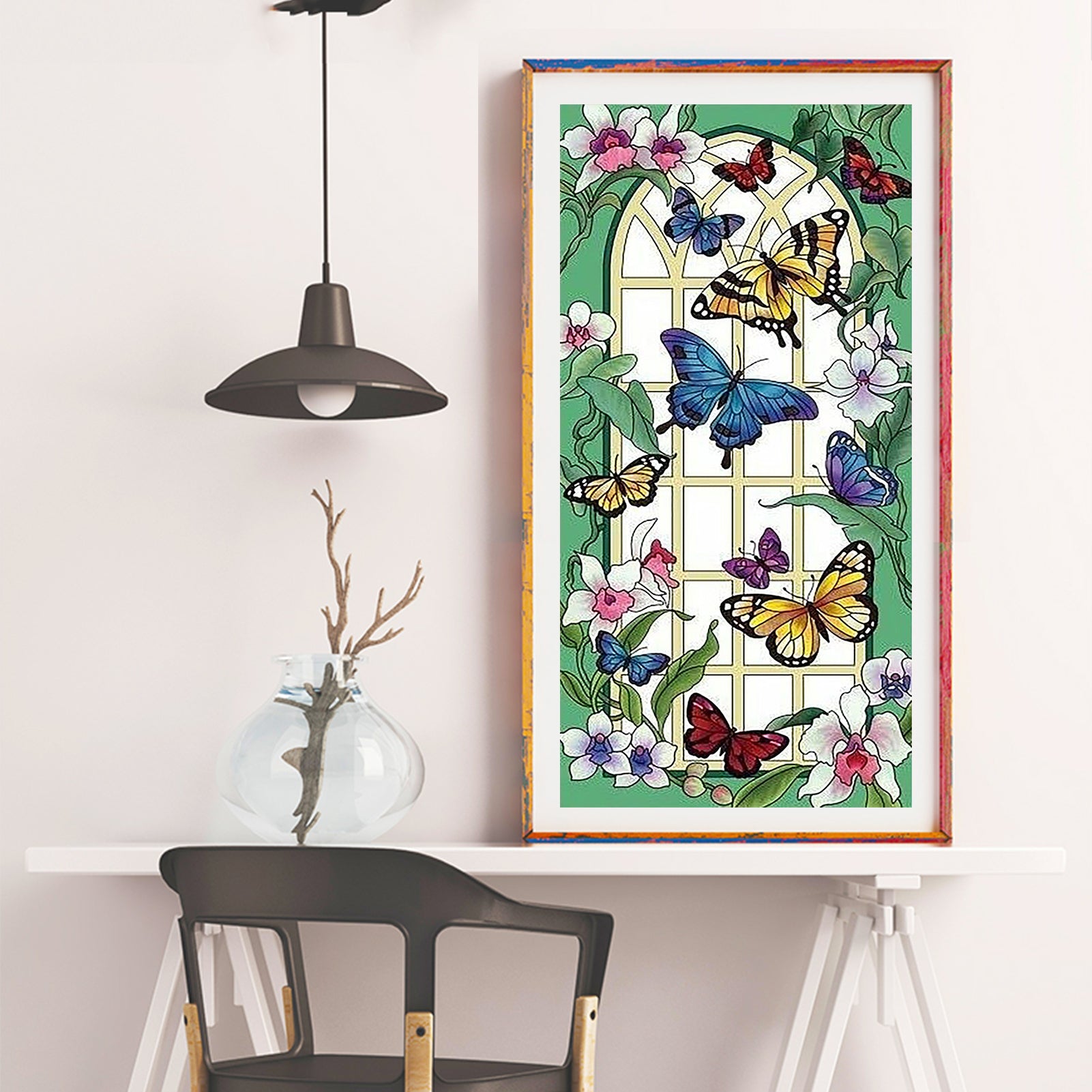 Butterfly Window - Full Round Diamond Painting - 30x55cm