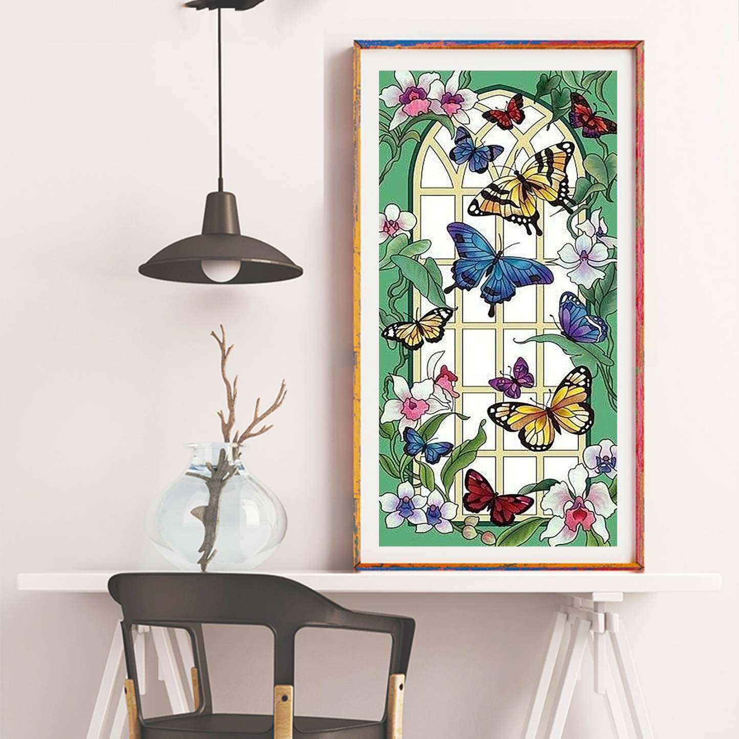 Butterfly Window - Full Round Diamond Painting - 30x55cm