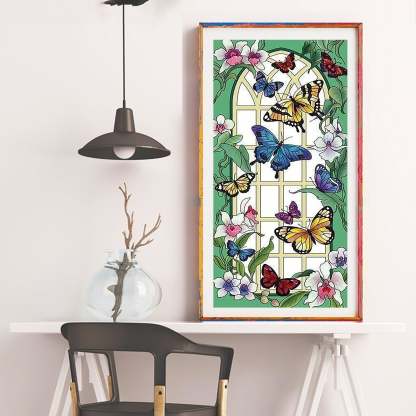 Butterfly Window - Full Round Diamond Painting - 30x55cm