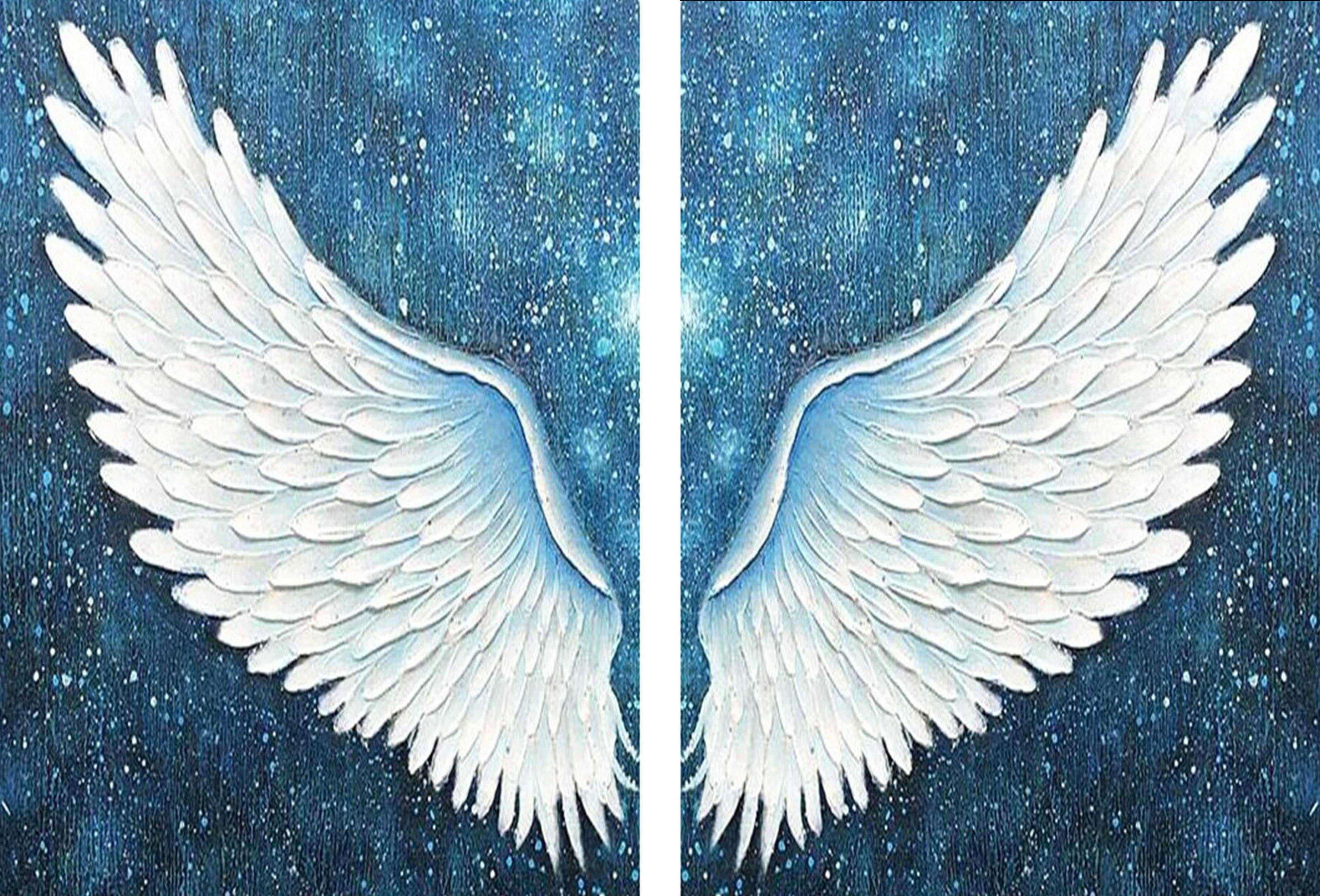 Angel wings 2pcs - Full Round Diamond Painting- 30x40cm