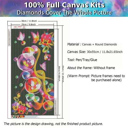 Butterfly Bubble - Full Round Diamond Painting - 30x55cm