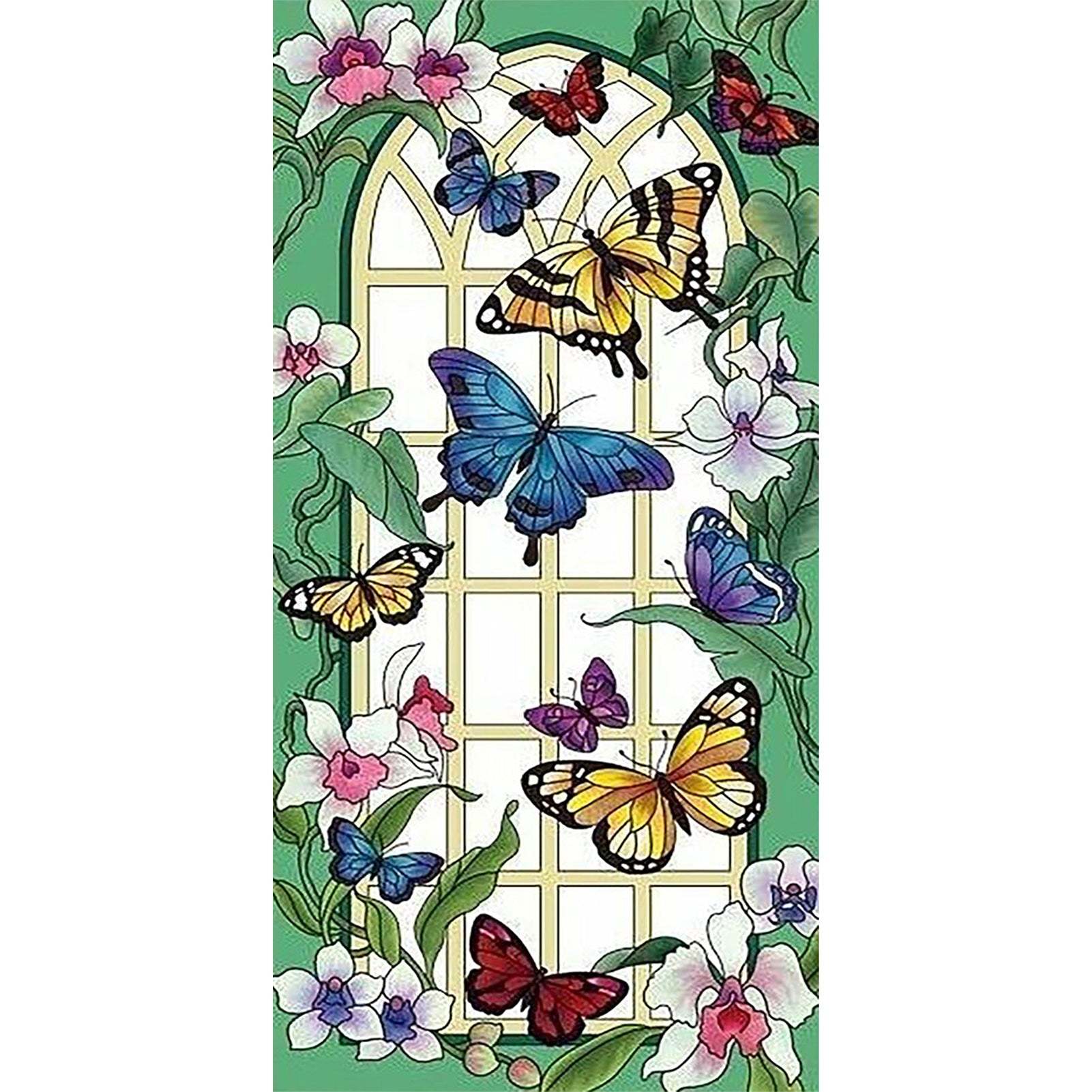 Butterfly Window - Full Round Diamond Painting - 30x55cm