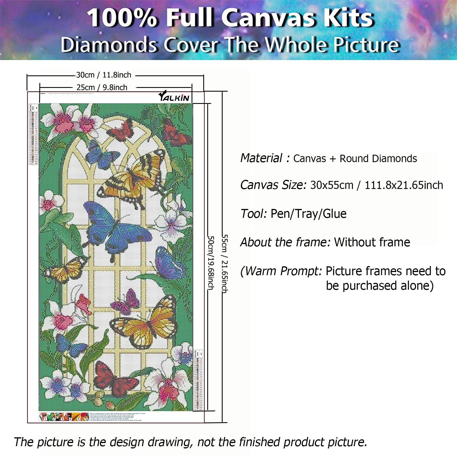 Butterfly Window - Full Round Diamond Painting - 30x55cm