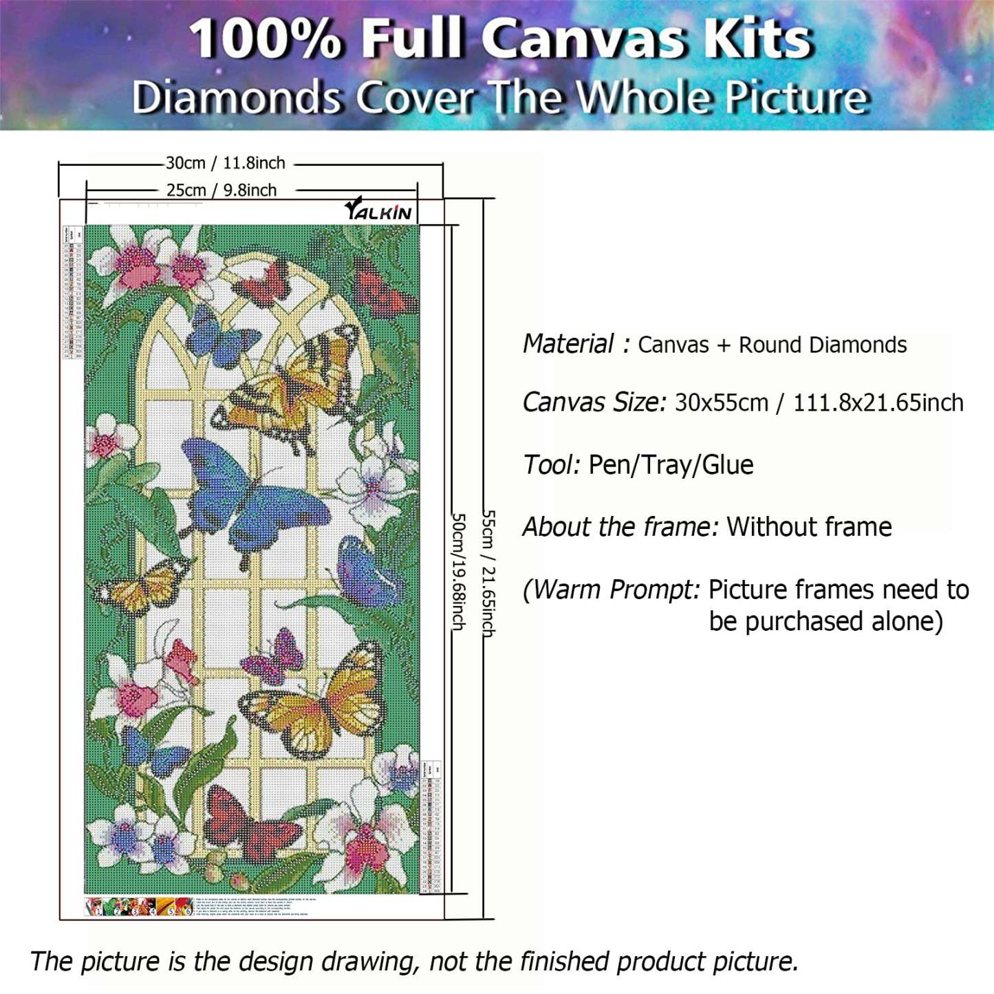 Butterfly Window - Full Round Diamond Painting - 30x55cm