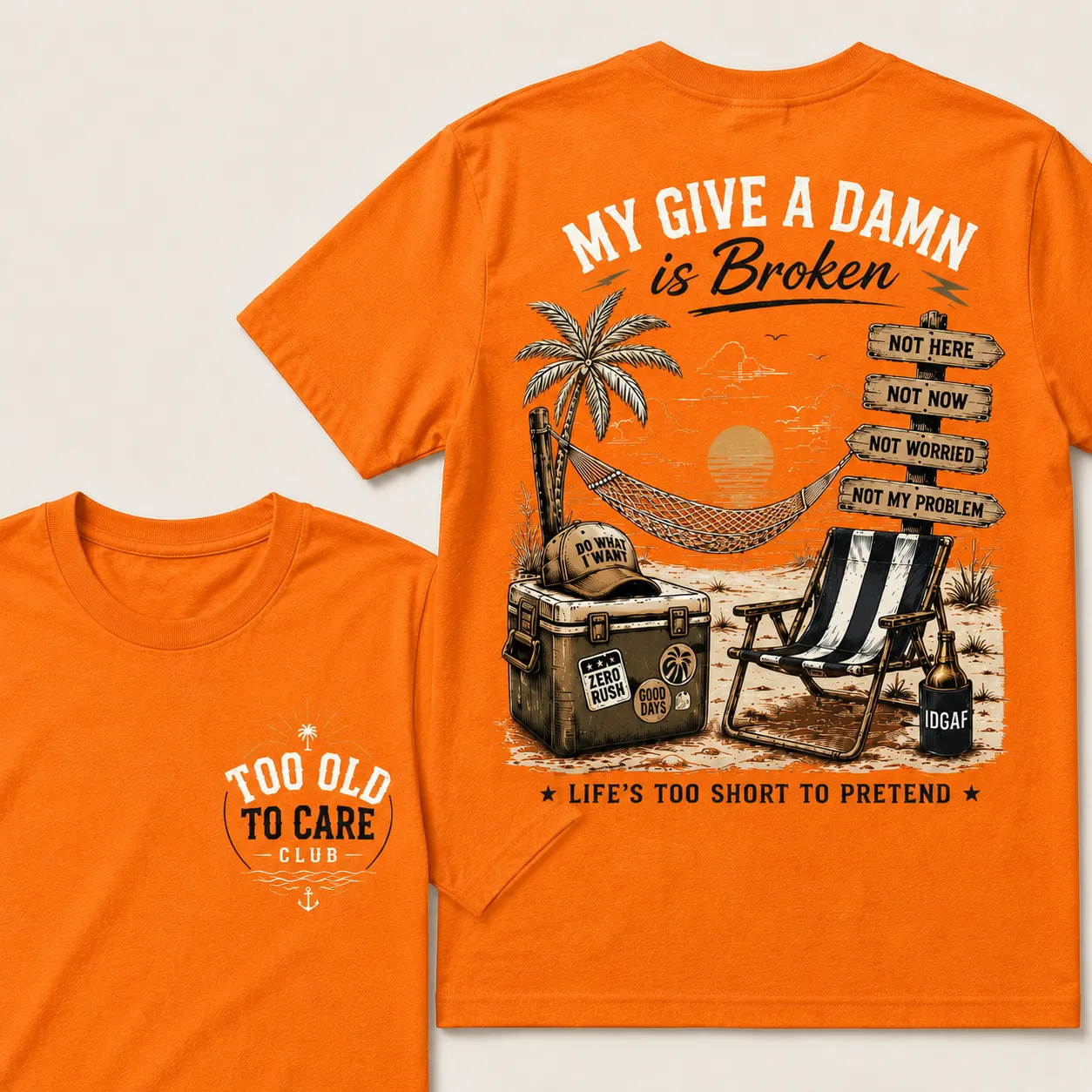 My Give A Damn Is Broken The Original Beach Retro T-Shirt