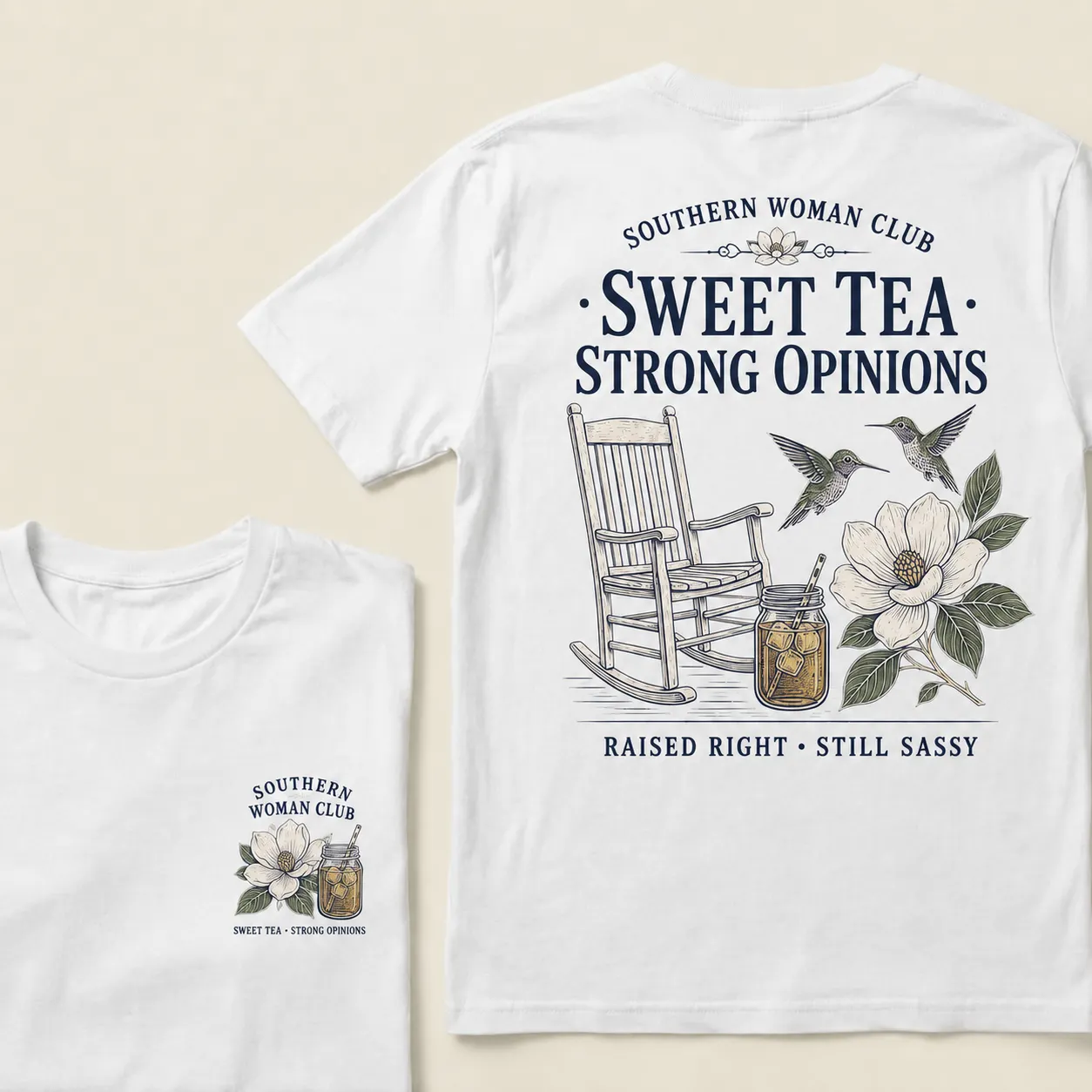 Southern Woman Club Sweet Tea Strong Opinions T-Shirt – Vintage Magnolia Graphic Tee For Southern Women