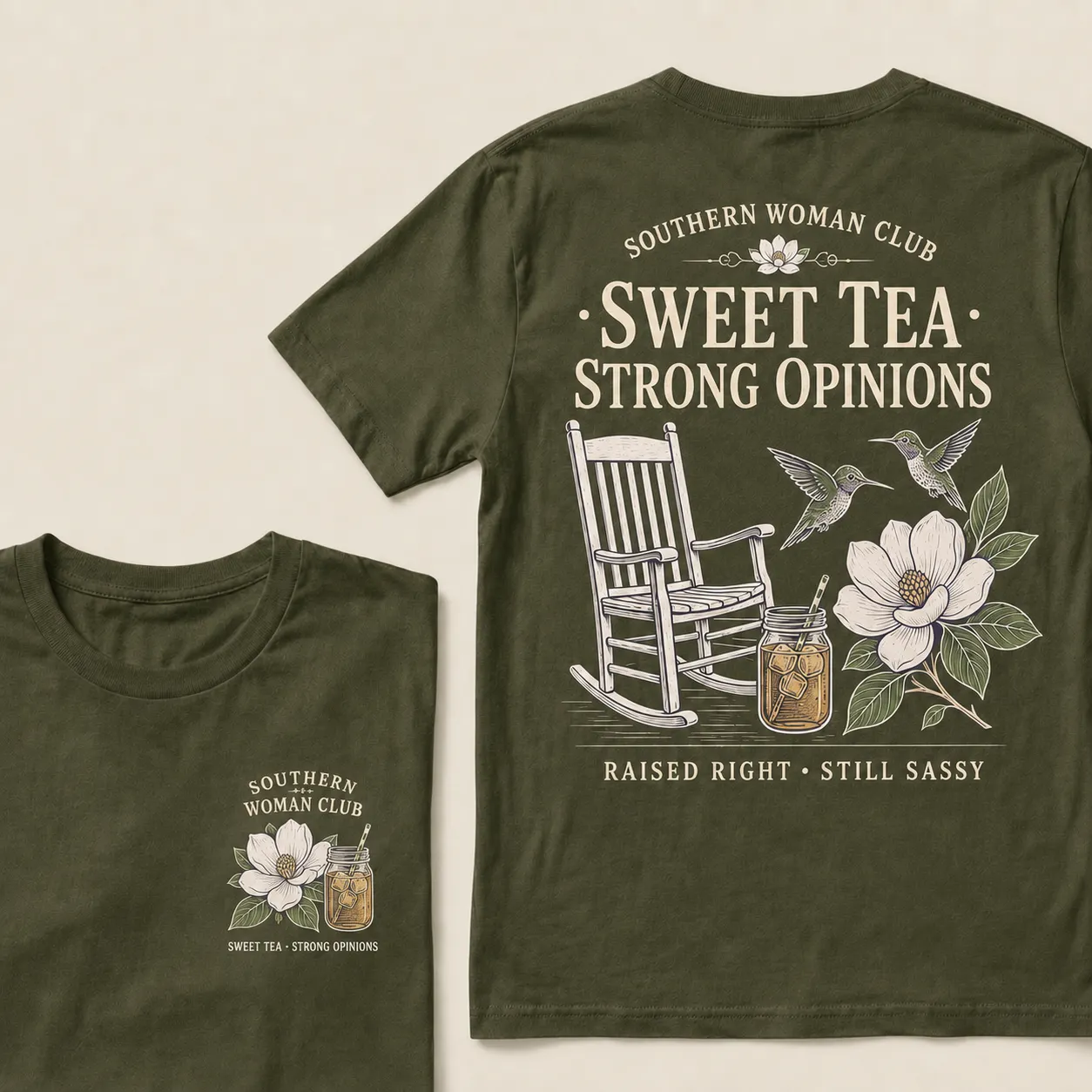 Southern Woman Club Sweet Tea Strong Opinions T-Shirt – Vintage Magnolia Graphic Tee For Southern Women