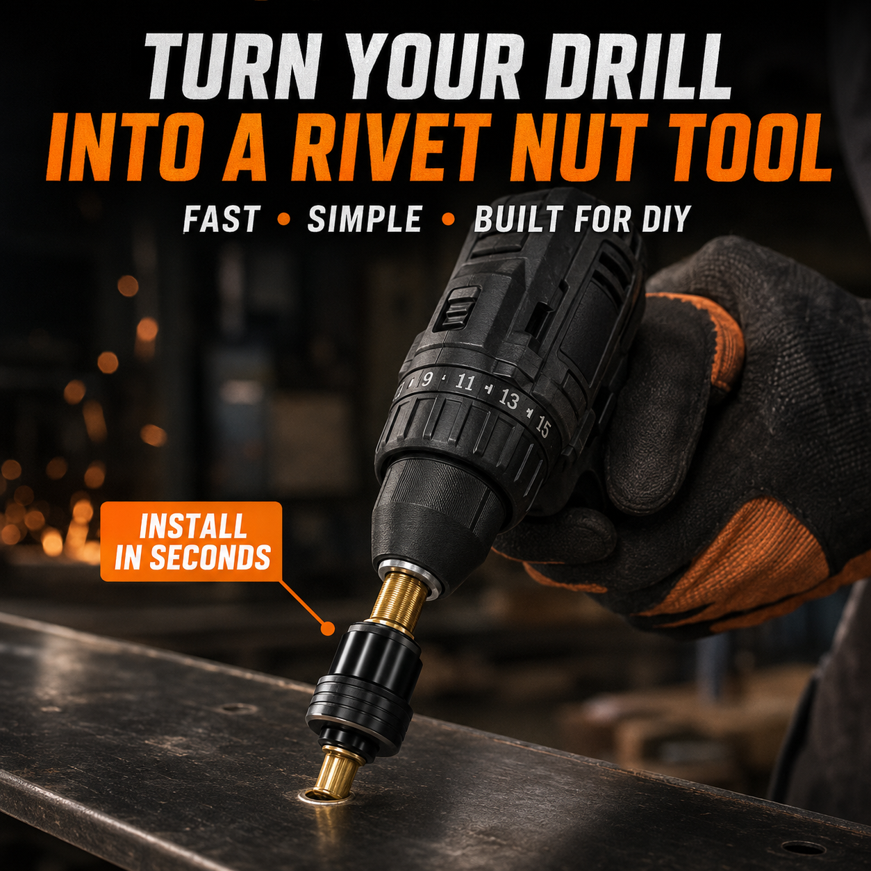 Complete Drill-Powered Rivet Nut Kit – M3–M8 Threaded Insert Tool Set🔧 